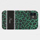 Aangepaste naam groene glittersplaat Case-Mate iPhone case (Achterkant (horizontaal))