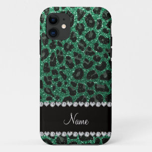 Aangepaste naam groene glittersplaat iPhone 11 hoesje