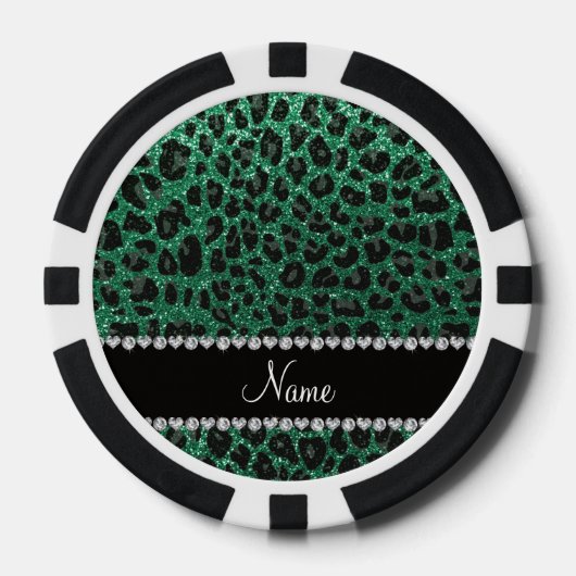 Aangepaste naam groene glittersplaat pokerchips (Voorkant)
