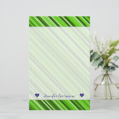 Aangepaste naam + Groene lijnen/Stripes Patroon Briefpapier (Staand voorkant)