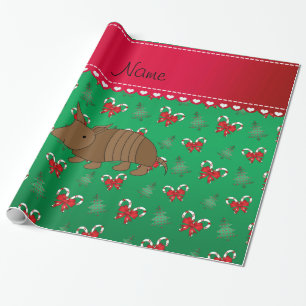 Aangepaste naam groene snoepsnoeren voor armadillo cadeaupapier