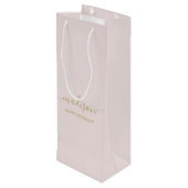 Aangepaste naam groet chic goud script roze wijn cadeautas (Achterkant Gekanteld)