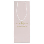 Aangepaste naam groet chic goud script roze wijn cadeautas (Achterkant)