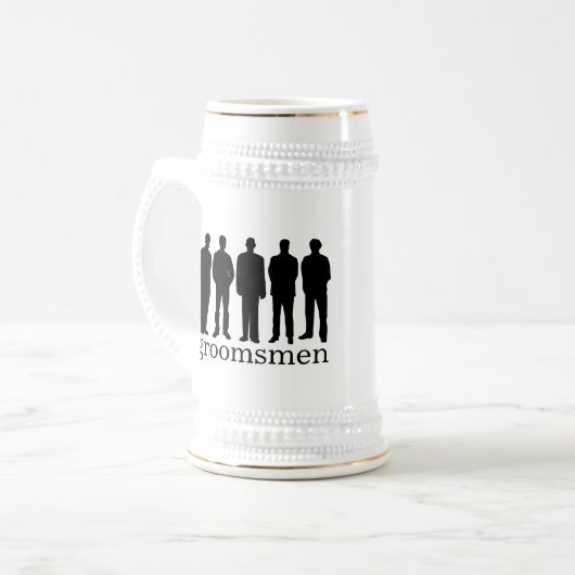 Aangepaste naam groomsman bachelor bier stein mok (Voorkant links)