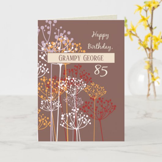 Aangepaste naam Grootvader 85e verjaardag Bruin Kaart (Gele Bloem)