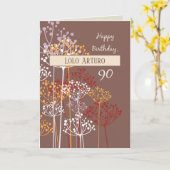 Aangepaste naam Grootvader 90e verjaardag Bruin Kaart (Gele Bloem)