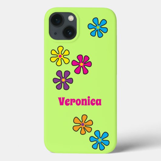 Aangepaste naam Groovy Hippie Flower Case-Mate iPhone Case (Achterkant)