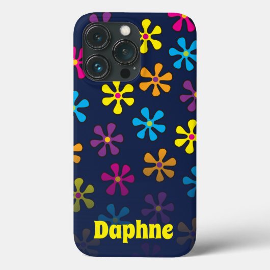 Aangepaste naam Groovy Hippie Flower Case-Mate iPhone Case (Achterkant)