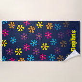 Aangepaste naam Groovy Hippie Flower Strandlaken (Voorkant)