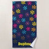 Aangepaste naam Groovy Hippie Flower Strandlaken (Voorkant)