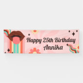 Aangepaste naam, Groovy Verjaardagsfeestbanner Spandoek (Horizontaal)