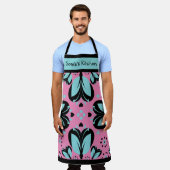 Aangepaste naam Grote Afdrukvriendelijke sierbloem Schort (Gedragen)