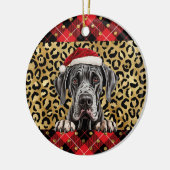 Aangepaste naam Grote Deense hond Santa hat Buffal Keramisch Ornament (Links)