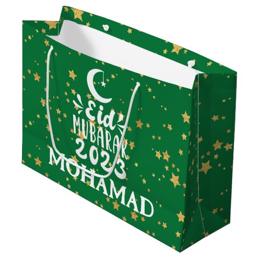 Aangepaste naam grote Eid 2023 cadeautas (Voorkant Gekanteld)