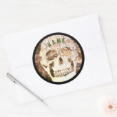 AANGEPASTE NAAM GRUNGE SKELET RONDE STICKERS (Envelop)