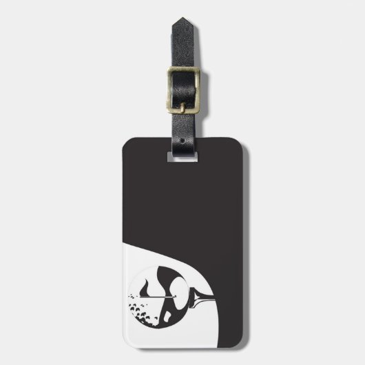 Aangepaste naam Hallo zwart-wit Golf Bagagelabel (Voorkant verticaal)