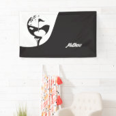 Aangepaste naam Hallo zwart-wit Golf Spandoek (Insitu)