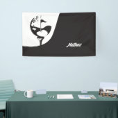 Aangepaste naam Hallo zwart-wit Golf Spandoek (Beurs)