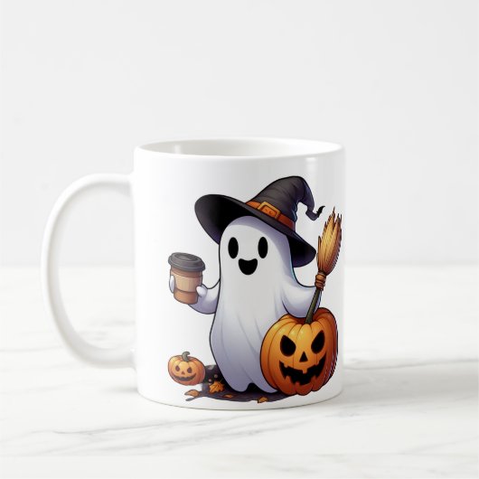 Aangepaste naam Halloween ghost coffee mok (Links)