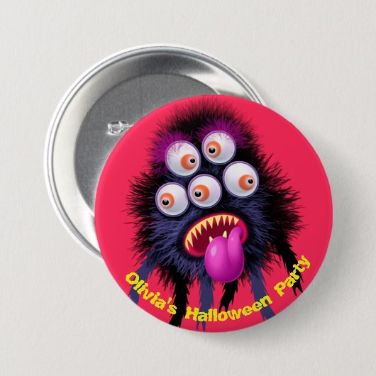 Aangepaste naam Halloween party badge. Ronde Button 7,6 Cm (Voorkant /achterkant)