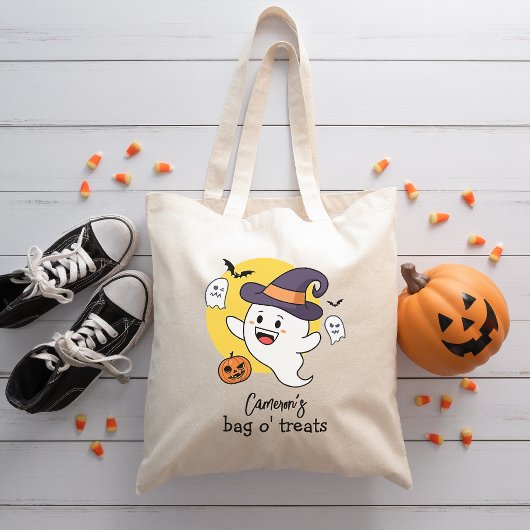 Aangepaste naam Halloween Trick or treat Leuke Gho Tote Bag
