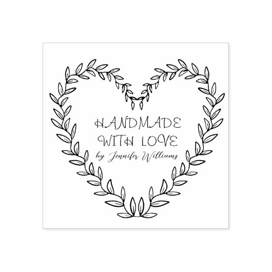 Aangepaste naam Handgemaakt met Love Modern Rustic Rubberstempel (Afrduk)