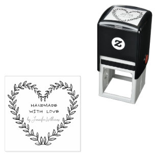 Aangepaste naam Handgemaakt met Love Modern Rustic Zelfinktende Stempel
