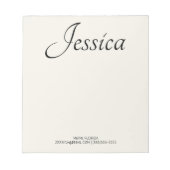 Aangepaste naam Handgeschreven script contactgegev Notitieblok (Voorkant)