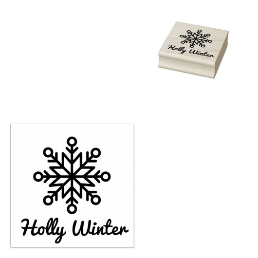 Aangepaste naam Handtekening Winter Snowflake Rubberstempel (Gestempeld)