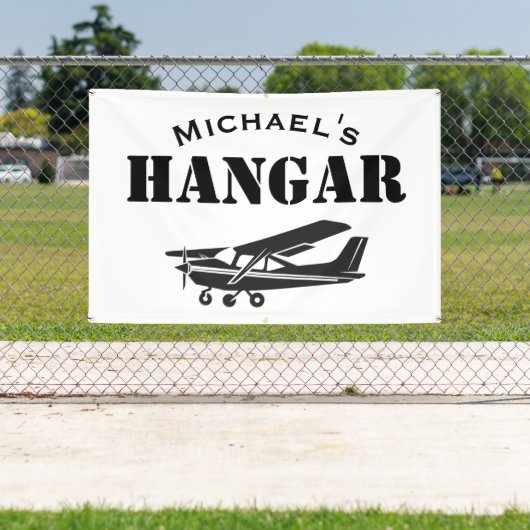 Aangepaste Naam Hangar Cessna Vliegtuigpiloot Luch Spandoek (Insitu)