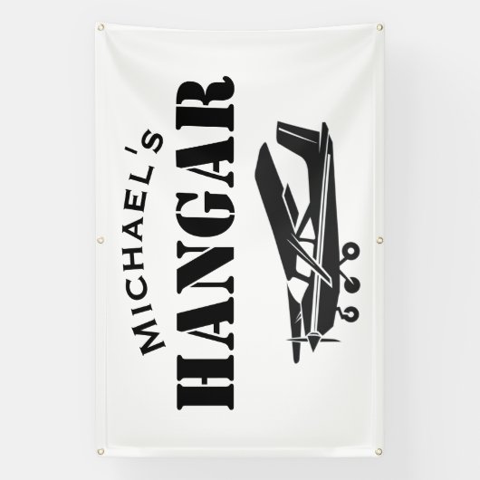 Aangepaste Naam Hangar Cessna Vliegtuigpiloot Luch Spandoek (Verticaal)