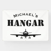 Aangepaste Naam Hangar Vliegtuigpiloot Luchtvaart Spandoek (Horizontaal)