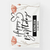 Aangepaste Naam Happy Birthday Banner Gift voor Vr (Verticaal)