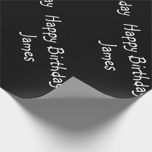 Aangepaste naam Happy Birthday Black Cadeaupapier (Hoek)