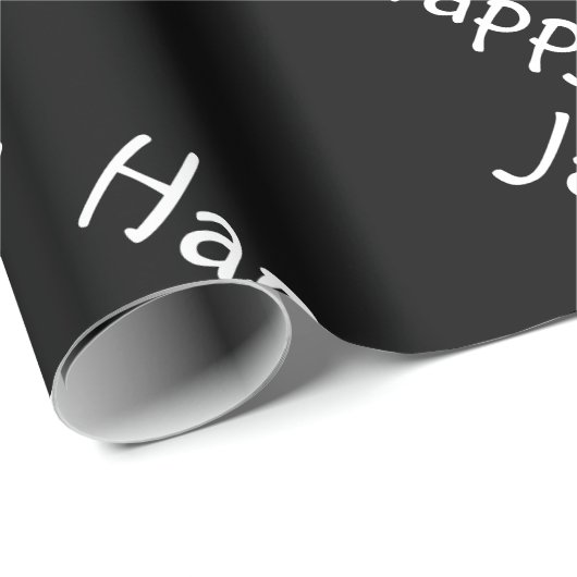 Aangepaste naam Happy Birthday Black Cadeaupapier (Rol Hoek)