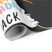 Aangepaste naam Happy Birthday Black Cadeaupapier (Rol Hoek)