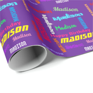 Aangepaste naam Happy Birthday Cadeft Wrapping Pap Cadeaupapier