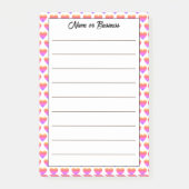 Aangepaste naam hart patroon notities post-it® notes (Voorkant)