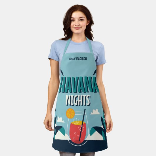 Aangepaste naam "Havana Nights" Schort (Gedragen)
