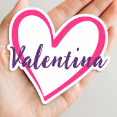Aangepaste Naam Helder Roze Hart Vorm Trendy Stijl Sticker