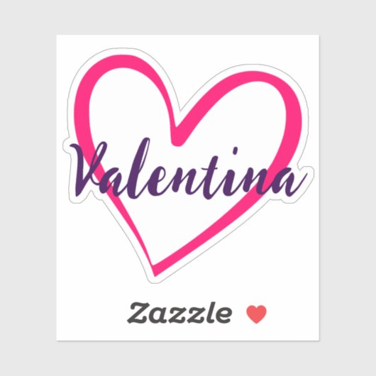 Aangepaste Naam Helder Roze Hart Vorm Trendy Stijl Sticker (Vel)