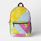 Aangepaste naam  heldere kleurrijke checkers bedrukte rugzak (Voorkant)