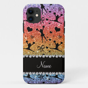 Aangepaste naam heldere regenboogliter-cheerleadin iPhone 11 hoesje