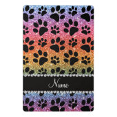 Aangepaste naam heldere regenbooglitter zwarte hon mini klembord (Achterkant)