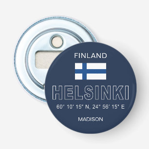 Aangepaste naam Helsinki Coördinaten Button Flesopener