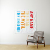 Aangepaste naam Het Man The Myth The Legend Retro Wandkleed (In Situ (horizontaal))