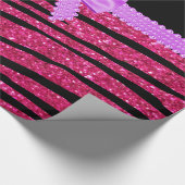 Aangepaste naam hete roze glitterzebrastriboog cadeaupapier (Hoek)