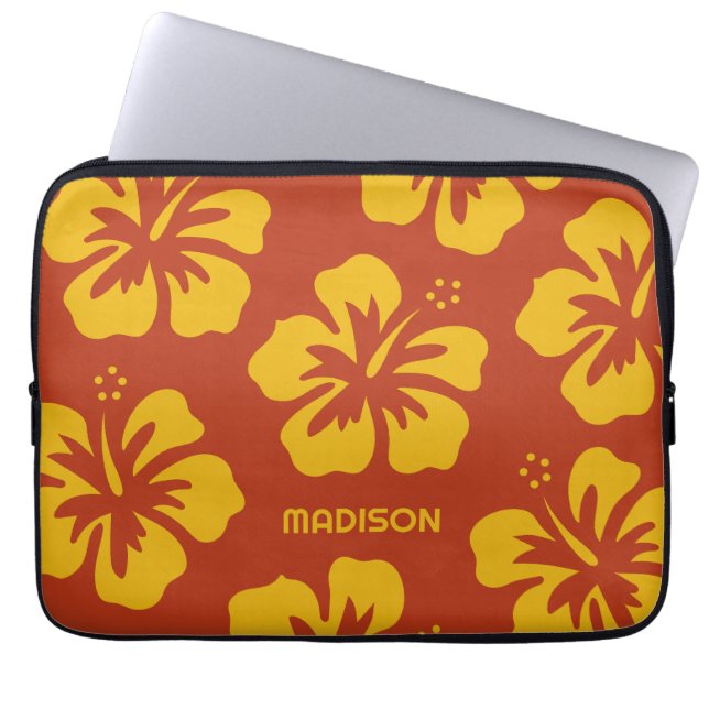 Aangepaste naam Hibiscus Laptop Sleeve (Voorkant)