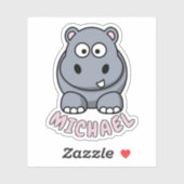 Aangepaste naam Hippo Zoo Safari Dier Sticker (Vel)