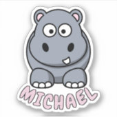 Aangepaste naam Hippo Zoo Safari Dier Sticker (Voorkant)